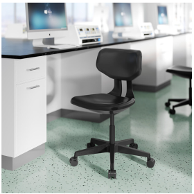 Mobile Stool with Backrest & Gas Lift Height Adjustment MILAN | Black(8)