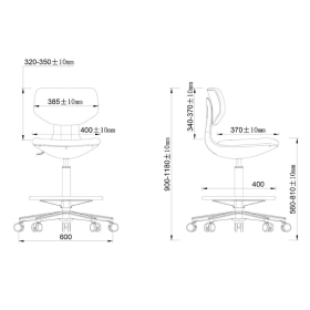 Σκαμπώ τροχήλατο με ανατομική πλάτη & στεφάνι ρύθμισης ύψους FLORENCE Γκρι(5)