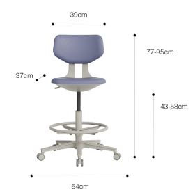 Σκαμπώ τροχήλατο με ανατομική πλάτη & στεφάνι ρύθμισης ύψους FLORENCE Γκρι(6)