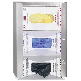 Βάση επιτοίχια στήριξης γαντιών Inox τριών θέσεων  - 