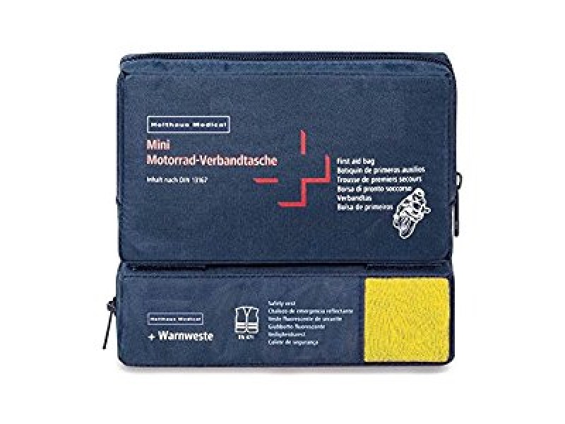Holthaus Mini Combi first aid bag for motorcycles including warning vest DIN 13167 Holthaus Mini Combi first aid bag for motorcycles including warning vest DIN 13167