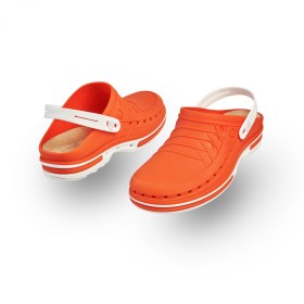 Σαμπώ Clog 05 λευκό-πορτοκαλί