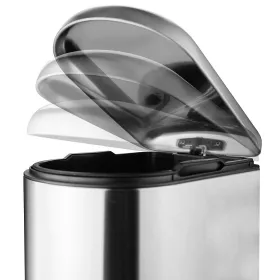 Wide-Step Rectangular Step Trash Can, Stainless Steel step inox 10lit 