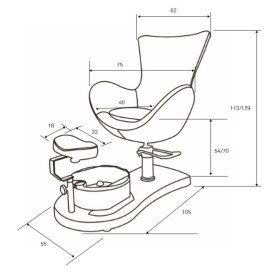 Καρέκλα πεντικιούρ CREM WKS019.A26 - Καρέκλα  Πεντικιούρ CREM WKS019.A26