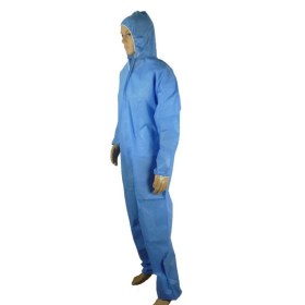 Hooded Disposable Coveralls with Elastic Cuff blue