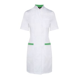  Women's apron with short sleeves DEPOLO white / green