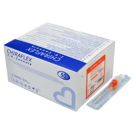 Venous catheters + valve + wings 50 pieces | Νο14 orange