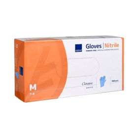 Γάντια εξεταστικά νιτριλίου χωρίς πούδρα ABENA CLASSIC 100 τεμάχια μπλε | Medium 
