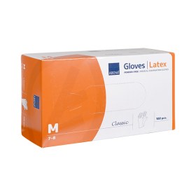 Γάντια εξεταστικά Latex χωρίς πούδρα ABENA CLASSIC 100 τεμάχια λευκά  | M