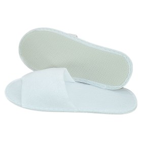 Παντοφλάκια μπουρνουζέ ανοιχτού τύπου αντιολισθητικά λευκά 1 ζευγάρι