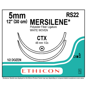 Ράμματα Ethicon MERSILENE, μη απορροφήσιμα 5mm, 48mm 30cm RS22
