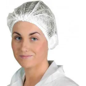 Καπέλο με λάστιχο περιμετρικά τύπου ακορντεόν λευκό 100 τεμάχια