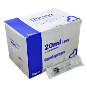 Disposable plastic syringes with removable needle 50 pieces | 20ml (0.80x40) 21G x 1 1/2