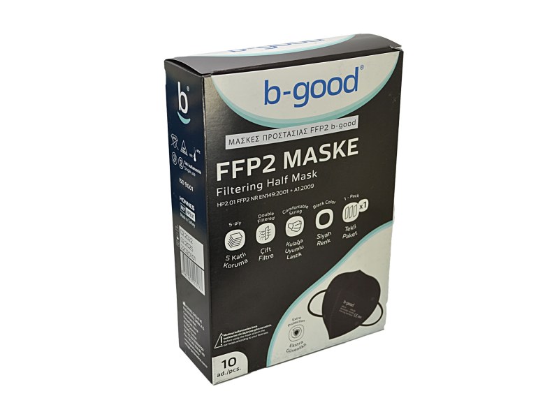 Μάσκα προσώπου υψηλής προστασίας 5ply KN95 (FFP2) B-GOOD μαύρη, 10 τεμάχια Μάσκα προσώπου υψηλής προστασίας 5ply KN95 (FFP2) B-GOOD μαύρη, 10 τεμάχια