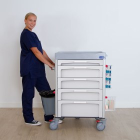 Τρόλεϊ φαρμάκων με 5 συρτάρια λευκό Novimed®  - 