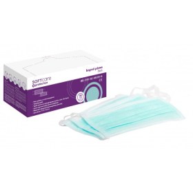 3 layer protection masks with ties 50 pcs - green