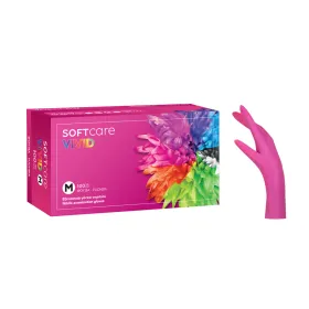 Soft Touch vivid nitrile gloves without powder - Fuchsia 100pcs  | Small