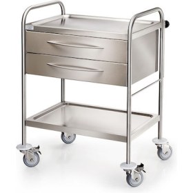 Τραπεζίδιο τροχήλατο INOX D-29A-1 με 2 συρτάρια