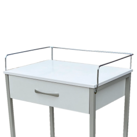 Wheeled hospital table 2212 with 1 drawer, 1 shelf & rail - 