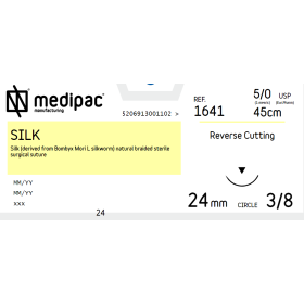 Silk suture non absorbable Medipac | 5/0 DS24 45cm Reverse Cutting Needle 1641