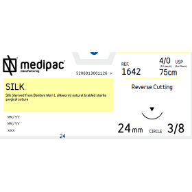 Ράμμα Silk μη απορροφήσιμα Medipac | 4/0 DS24 75cm με αντιστρόφως κόπτουσα βελόνα 1642