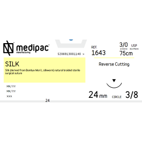 Ράμμα Silk μη απορροφήσιμα Medipac | 3/0 DS24 75cm, με στρόγγυλη βελόνα 1643
