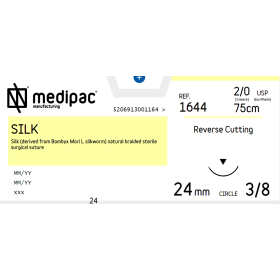 Ράμμα Silk μη απορροφήσιμα Medipac | 2/0 DS24 75cm, με αντιστρόφως κόπτουσα βελόνα 1644