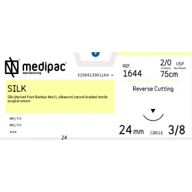 Ράμμα Silk μη απορροφήσιμα Medipac | 2/0 DS24 75cm, με αντιστρόφως κόπτουσα βελόνα 1644