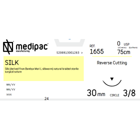 Silk suture non absorbable Medipac | 0/0 DS30 75cm Reverse Cutting Needle 1655