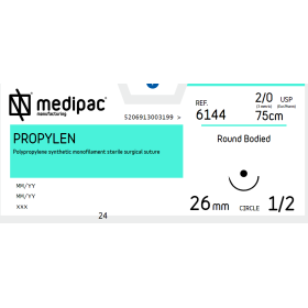 Non absorbable suture Propylen Medipac | 2/0 HR26 75cm 1/2 Round needle 6144