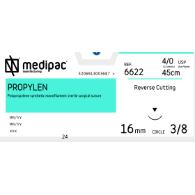 Non absorbable suture Propylen Medipac | 4/0 DS16 45cm Reverse Cutting Needle 6622