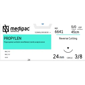 Non absorbable suture Propylen Medipac | 5/0 DS24 45cm Reverse Cutting Needle 6641