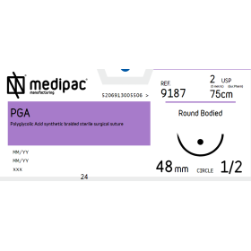 Absorbable Sutures P.G.A Medipac | 2 HR48 75cm Round Circle Needle 9187 