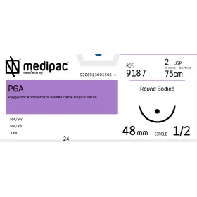 Ράμμα απορροφήσιμο P.G.A Medipac | 2 HR48 75cm στρόγγυλη βελόνα 9187 