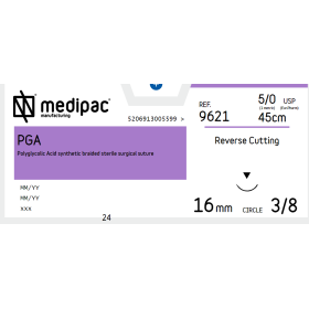 Absorbable Sutures P.G.A Medipac | 5/0 DS16 45cm Reverse Cutting needle 9621