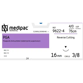 Absorbable Sutures P.G.A Medipac | 4/0 DS16 75cm Reverse Cutting needle 9622-4