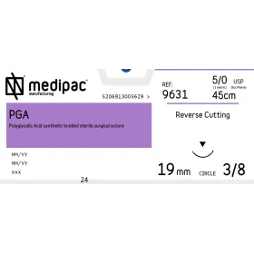 Ράμμα απορροφήσιμο P.G.A Medipac | 5/0 DS19 45cm τριγωνική βελόνα 9631