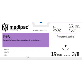 Absorbable Sutures P.G.A Medipac | 4/0 DS19 45cm Reverse Cutting needle 9632