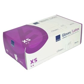 Latex test gloves with ABENA CLASSIC powder 100 pieces white | Extra Small