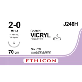 Absorbable Sutures Ethicon Vicryl | 2/0 round needle 31mm 70cm J246H