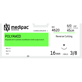 Suture sterile, reverse cutting needle Polyamid 