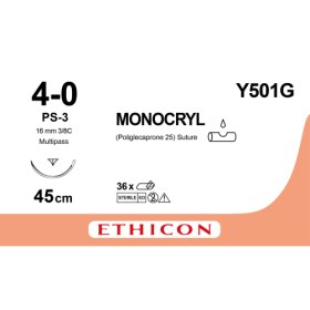 Ράμμα Ethicon Monocryl απορροφήσιμο | 4/0 16mm 45cm Y501G
