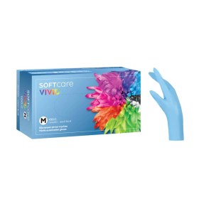 Γάντια εξεταστικά νιτριλίου χωρίς πούδρα SOFT CARE VIVID 100 τεμάχια γαλάζια