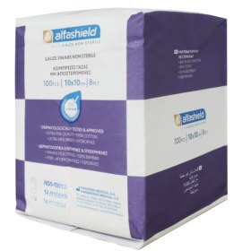  Γάζες υφασμένες μη αποστειρωμένες Alfashield 10x10cm 8ply 100 τεμάχια 