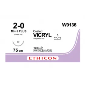 Ράμμα Ethicon Vicryl απορροφήσιμο | 4/0 με αντιστρόφως κόπτουσα βελόνα 31mm 75cm W9136   