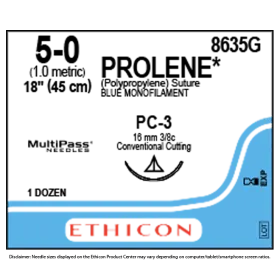 Ράμμα Ethicon Prolene μη απορροφήσιμο | 5/0 16mm 45cm W8635G