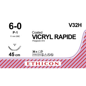 Absorbable Sutures Ethicon Vicryl Rapide | 6/0 triangular needle 11mm 45cm V32H