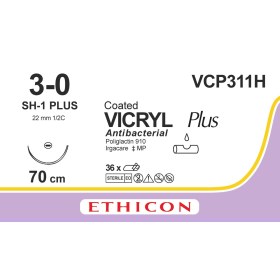 Ethicon Vicryl Plus Antibacterial, Absorbable Suture 3/0, needle 22mm 70cm VCP311H