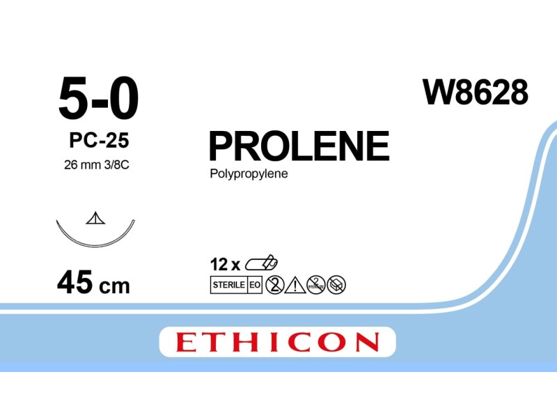 Prolene Non Absorbable Sutures 5/0 26mm 45cm W8628 Prolene Non Absorbable Sutures 5/0 26mm 45cm W8628