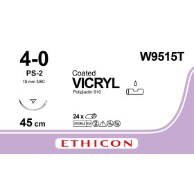 Ράμμα Ethicon Vicryl απορροφήσιμο | 4/0 με αντιστρόφως κόπτουσα βελόνα 19mm 75cm W9515T